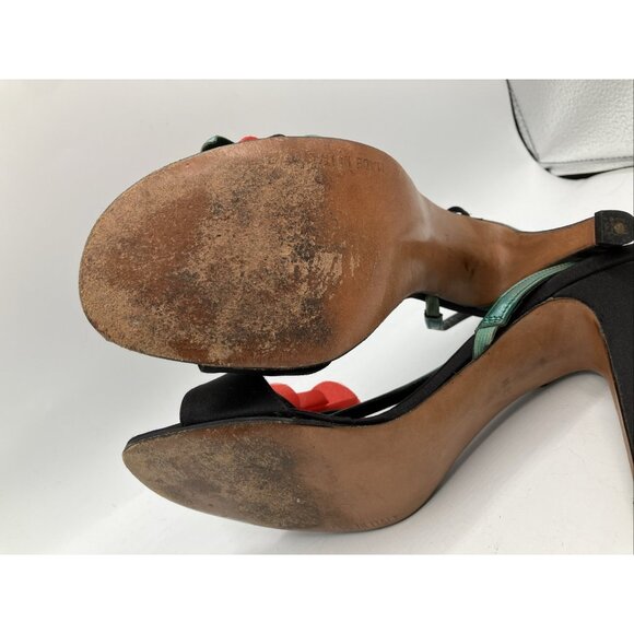 Sz 7 B - 7.5 ICONIC Vintage Halston Roses Disco Sandals 1970s Cocktail Evening - Picture 9 of 9